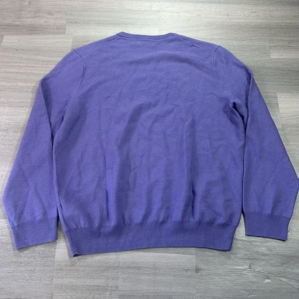 Polo Ralph Lauren Sweater Mens Large Purple Merino Wool Crewneck Knit Pullover